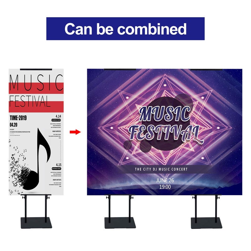 AKTOP Heavy Duty Floor Standing Sign Holder with Non-Slip Mat Base, Adjustable Banner Stand Height Up to 82.6 inch, Double-Sided Pedestal Poster Stand for Indoor Outdoor Display - Image 4